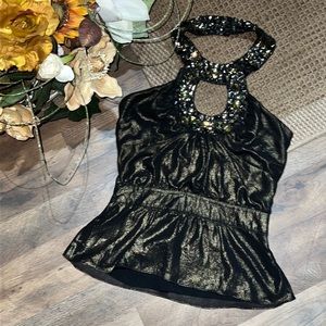 Bebe Rhinestone Halter Tops